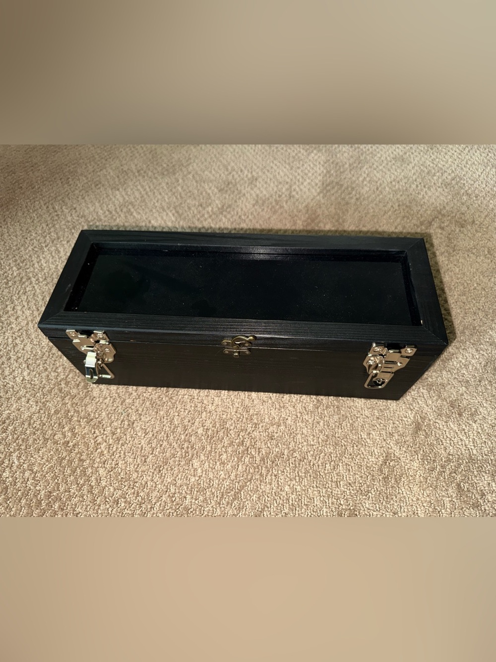 Black Wood wine Storage Box with Brass Hardware